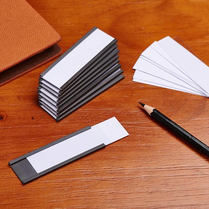 Eeoyu Magnetic Label Holders with Magnets Magnetic Data Card Holders with Clear Plastic Protectors for Metal Shelf, Whiteboard, Set of 30 (1 x 3 Inch)