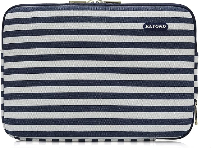 kayond Bohemian Canvas Water-Resistant 14 inch Laptop Sleeve Pocket 14.1 inch Laptop case Compatible MacBook Pro 15.4 A1707(14-14.1 inches, Breton Stripe)