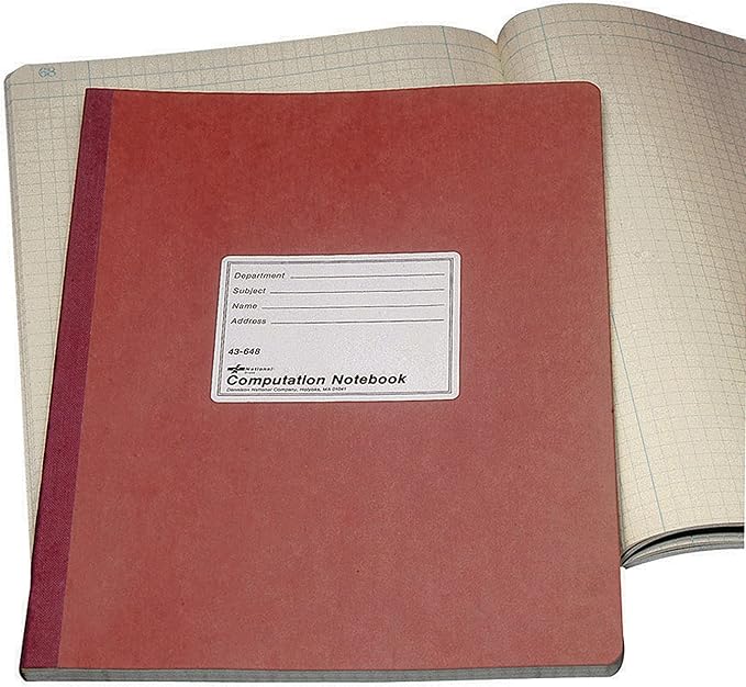National Brand Computation Notebook, 4 X 4 Quad, Brown, Green Paper, 11.75 x 9.25 Inches, 75 Sheets (43648)