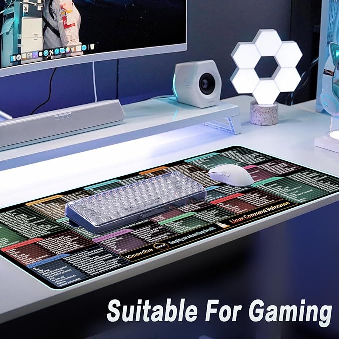 Linux Commands Mouse Pad,200+ Commands Desk Mat,Shortcuts to Kali/Ubuntu/OpenSUSE/Red Hat/Arch/Debian/Unix Programmer. XL Cheat Sheet Mousepad 31.5" x 11.8"