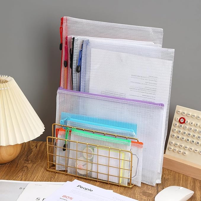 EOOUT 30pcs Mesh Zipper Pouch Bags, 8 Sizes Plastic Zipper Bags, 8 Colors Waterproof Zipper Pouches for Organization, Multipurpose for Travel, School Supplies, Office Appliances and Home Organization