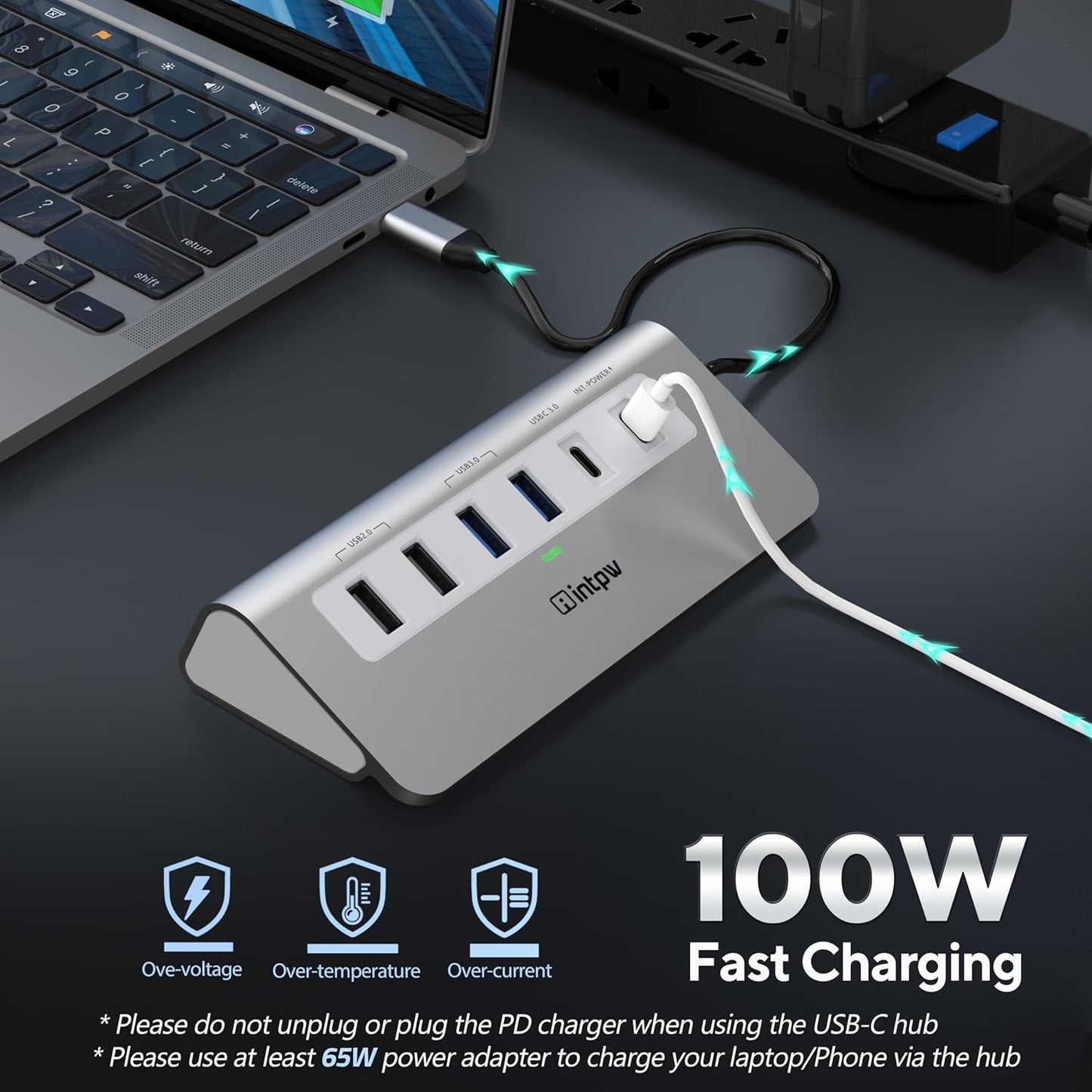 USB C Hub, 9-in-1 Laptop Docking Station with 3.28FT Cable, USB HUB for Laptop with 4K HDMI, PD 100W, USB-C and 2 USB A 3.0 5Gbps, 2 USB A 2.0, SD/TF Slot for MacBook Air/Pro iPad Type-C Laptop