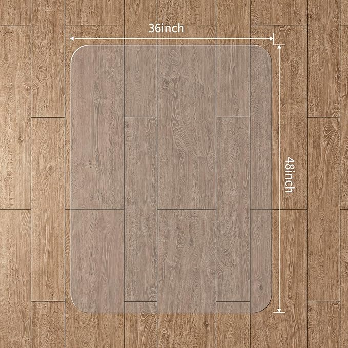 WASJOYE Office Chair Mat for Hard Floor, 36 x 48 in Transparent Hard Floor Protector Cover Home Floor Mat for Computer Desk Rolling Chair