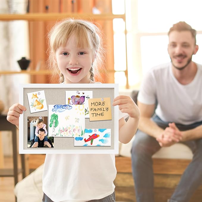 Cork Board with Linen White 2Pack,Bulletin Board 17"x12" Hanging Corkboards for Office Home School Message Board or Vision Board Decoration.