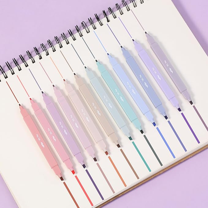 Mr. Pen- Dual Tip Aesthetic Highlighters, 12 Pack, Chisel & Fine Tips, Joyful Earth, Cute Highlighters Assorted Colors, Cute Highlighters for School Highlighters, Highlighter Set, Pastel Highlighters