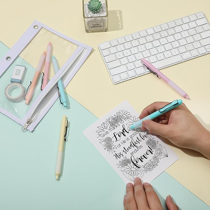 Mr. Pen- Retractable Gel Pens, 6 Pack, Black Ink Gel Pens, Pastel Barrels, Fast Dry, Gel Pens Fine Point 0.5mm, Retractable Pens, Cute Pens, Gel Ink Pens, Aesthetic Pens for Journaling Fine Tip Pens