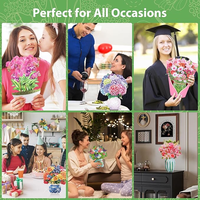 Pop Up Cards,Yellow Orange Roses,12 Inch Forever Flower Bouquet 3D Popup Greeting Cards With Blank Note Card and Envelope,Perfect For Birthday, Christmas, Thanksgiving Day,Mother's Day Gifts