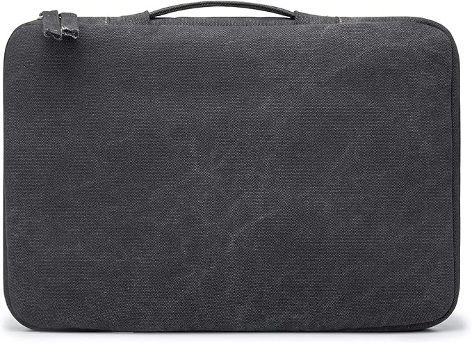 Kinmac 360° Cushion Protective Waterproof Canvas Laptop Case Bag Sleeve with Handle Compatible with LG Gram 16 inch and 15.6 inch-16 inch Laptop (Grey)
