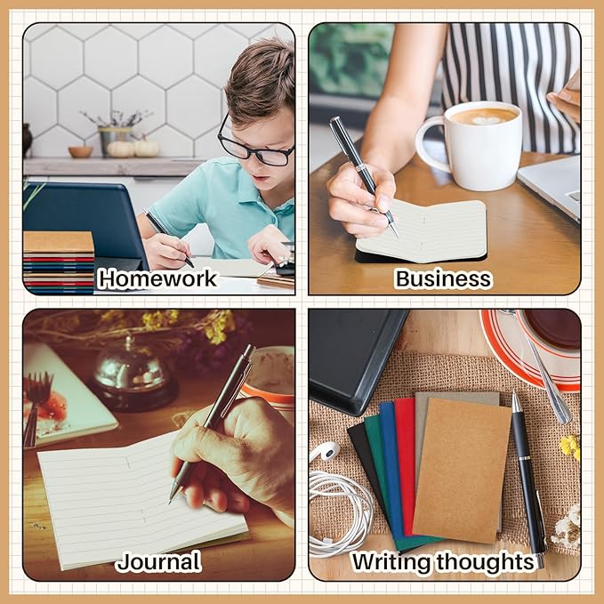 Outus 36 Pcs Pocket Notebook Mini Journal 2.5" x 4" Kraft Paper Mini Notepad Bulk Softcover Pocket Notepad Memo Diary Subject Notebooks for Student Traveler School(Multicolor)