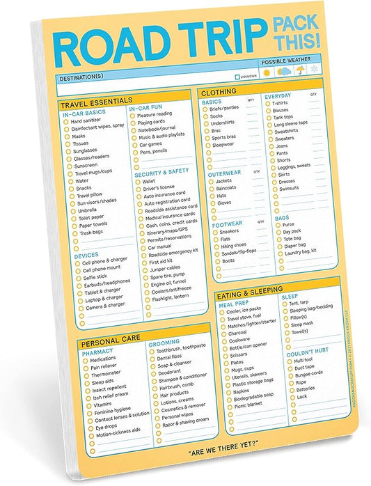 Knock Knock Roadtrip Pack This! Pad - Road Trip Packing List Pad, Trip Essentials Checklist, 6 x 9-inches