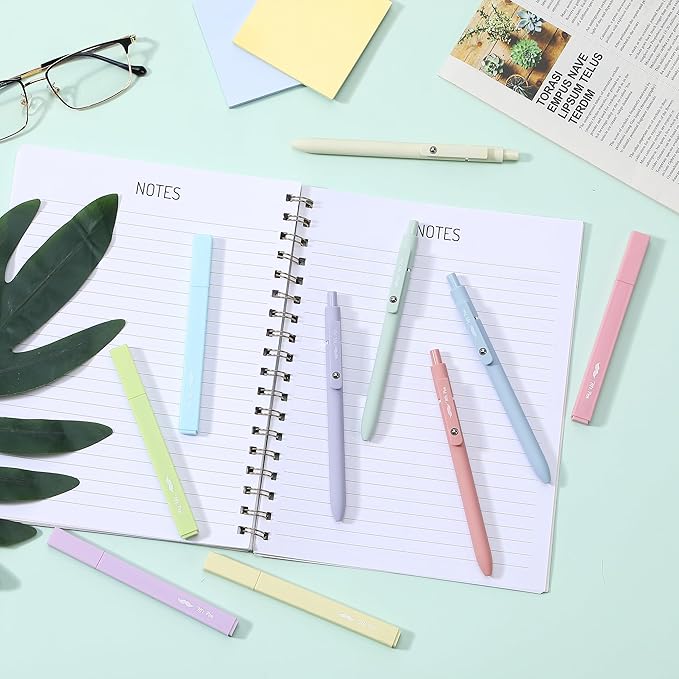 Mr. Pen- Aesthetic Highlighters and Gel Pens, 10 Pack, Assorted Color Bible Highlighters No Bleed, Black Ink Gel Pens, Highlighter Pens, No Bleed Highlighters for Bibles, Gel Pens