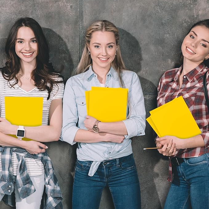 Jutom 50 Pcs 2 Pocket Glossy Paper Folders Glossy Paper Laminated Portfolios, Letter Size, Presentation Folders with Pockets for Office Teacher Worker Supplies(Yellow Color)
