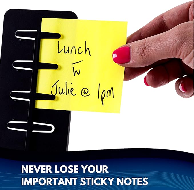 Note Tower Desktop Pro Dual Document Holder for Typing | Compact 2 Page Paper Holder Stand for Desk | Document Stand Holds Copy Paper, Photos & Post Notes | Dispenser includes 3x3 Sticky Notes | Black