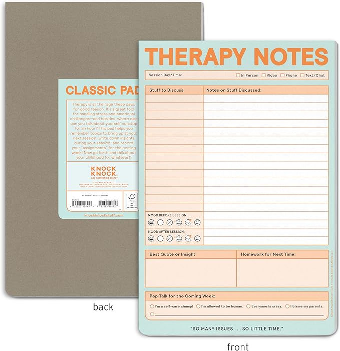 Knock Knock Therapy Notes Pad: Record Stuff to Discuss in Therapy + Session Notes & Discussion, 6 x 9-Inches