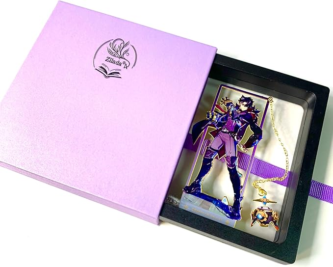 Genshin Impact Wriothesley Metal Bookmark - Anime Figure Merch with 3D Display Box - Birthday Gifts for Fans Friends Gamer Book Lovers - Zllada