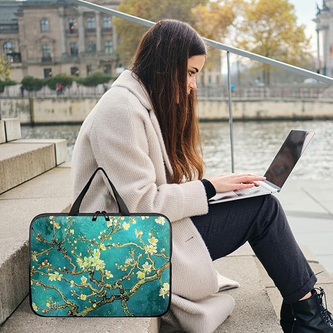 Universal Laptop Sleeve Tablet Case 12 inch, Art Plum Blossom Slim Carrying Case Durable Handbag Travel Laptop Bag for Surface Pro 9 8 7/Laptop Go 2 3, MacBook Air 11/12