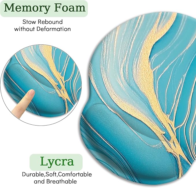 Blue Marble Ergonomic Mouse Pad with Wrist Rest, Gaming Mousepad Wrist Support with Non-Slip Pain Relief PU Base, Comfortable Computer Mouse Pads for Desk, Cute Office Desk Accessories Decor