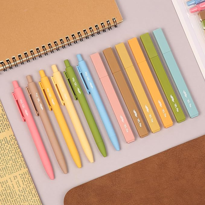Mr. Pen- Aesthetic Highlighters and Gel Pens, 12 Pack, Bright Colors Bible Highlighters No Bleed, Colorful Ink Gel Pens, Cute Highlighter Pens, No Bleed Highlighters for Bibles, Aesthetic Gel Pens