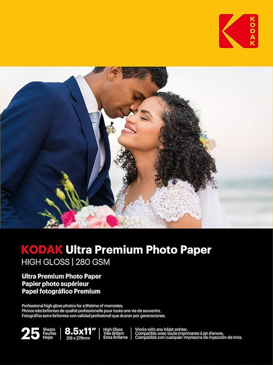 Kodak Ultra Premium photo paper 8.5 x 11 glossy, 25 count 74lb - 280 gsm (41177-9891173)