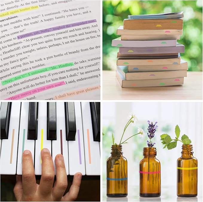 HAUTOCO 2440pcs Transparent Highlighter Tape, Removable Long Highlighter Strips for Annotating Books, Morandi Neon Clear Sticky Tabs Page Markers Index Flags Aesthetic Office School Supplies