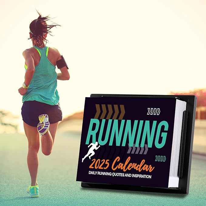 Pinchoco 2025 Desk Calendar - Daily Calendar for desk 2025, Running Gear, 5.85'' x 4.85'', 2025 Runner's Daily Desk Calendar, Daily Running Quotes and Inspiration for Runners - Black