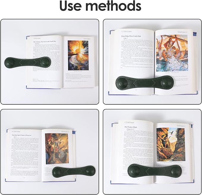 KINIVA Leather Weighted Bookmarks Book Weight Page Holder for Reading,Book Open Holder for Kids Adult,Gifts for Reader (01 Green)