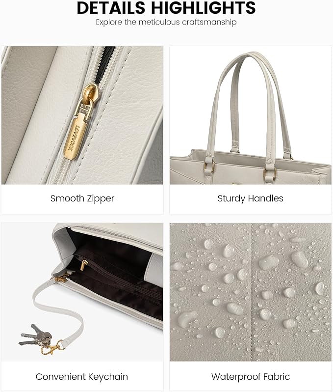 LOVEVOOK Laptop Bag for Women,15.6 Inch Laptop Tote Bag for Women,Vintage Leather Work Tote Bags Computer Teacher Bag,Waterproof Business Bag Office Briefcase