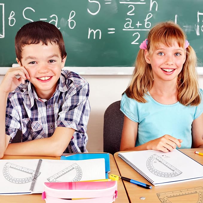 Zonon 24 Pieces Plastic Protractors Bulk Classroom Clear Math Protractors 180 Degrees 6 Inch Protractors for Geometry Student, Angle Measurement, Students Back to School Supplies Office Supplies