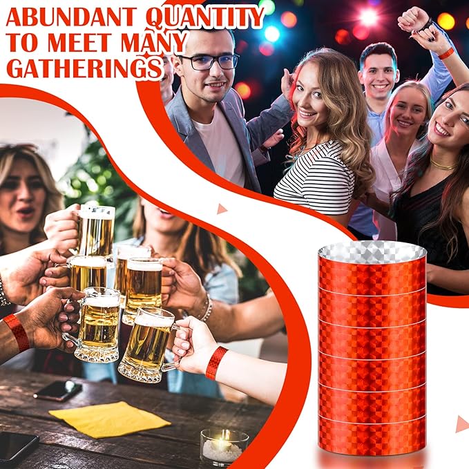 Epakh 600 Pcs Paper Wristbands Neon Wrist Bands Waterproof Handbands for Events Lightweight Concert Wristbands Neon Colored Adhesive Wrist Band for Party