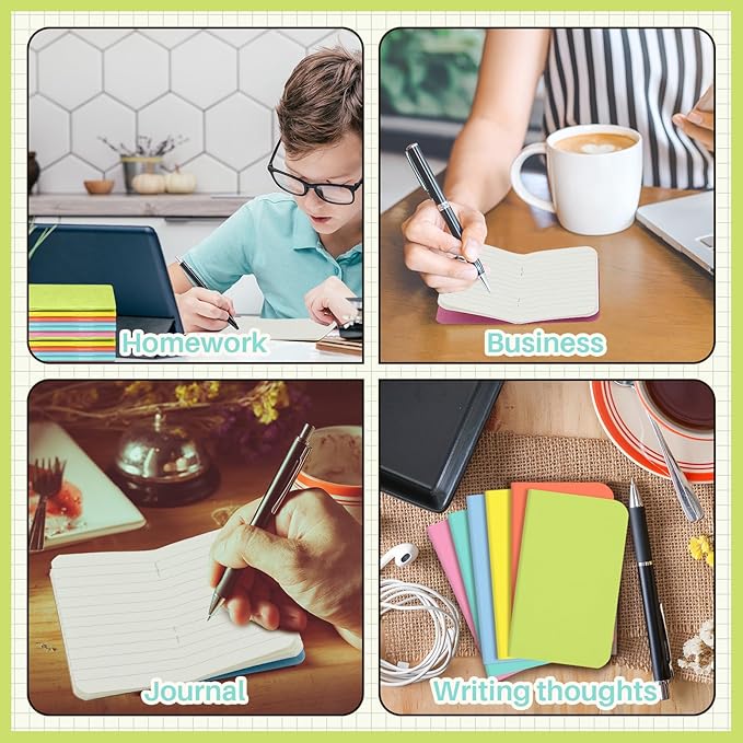 Outus 36 Pcs Pocket Notebook Mini Journal 2.5" x 4" Kraft Paper Mini Notepad Bulk Softcover Pocket Notepad Memo Diary Subject Notebooks for Student Traveler School(Candy Color)