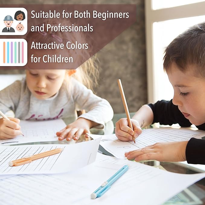 Mr. Pen- Retractable Mechanical Pencil Eraser, Pack of 6, Pastel Colors, Artist & Pen Eraser