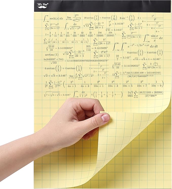 Mr. Pen- Graph Paper, 2x2 (2 Squares per inch), 8.5"x11", 55 Sheets, Yellow, Grid Paper, Graphing Paper, Math Graph Paper Pad, Grid Paper Pad, 1/2 Inch Graph Paper, Square Paper, Math Paper