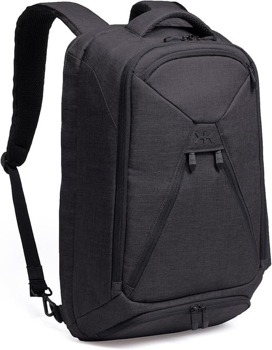 Knack Series 1 Laptop Backpack Fits up to 15 Inch - Knack Bags Carry-On Backpack, TSA Approved, Expandable Travel Backpacks With 3 Day Outfit Capacity (Stealth Black, Medium)