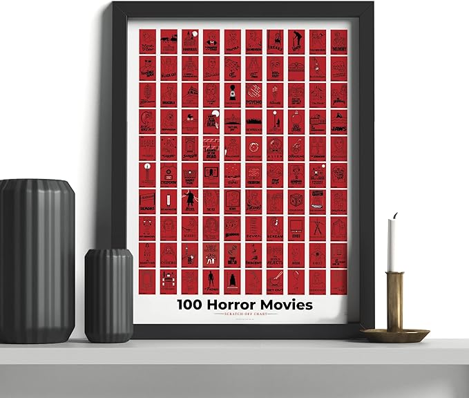 Pop Chart | 100 Horror Movies Scratch-Off Poster | 12" x 16" Wall Art | Horror Movie Decor for the Scary Movie Fan | 100% Made in the USA…