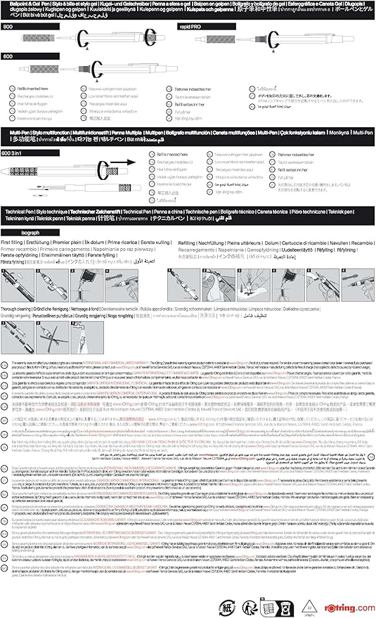 rOtring 600 Ballpoint Pen, Medium Point, Black Ink, Red Barrel, Refillable