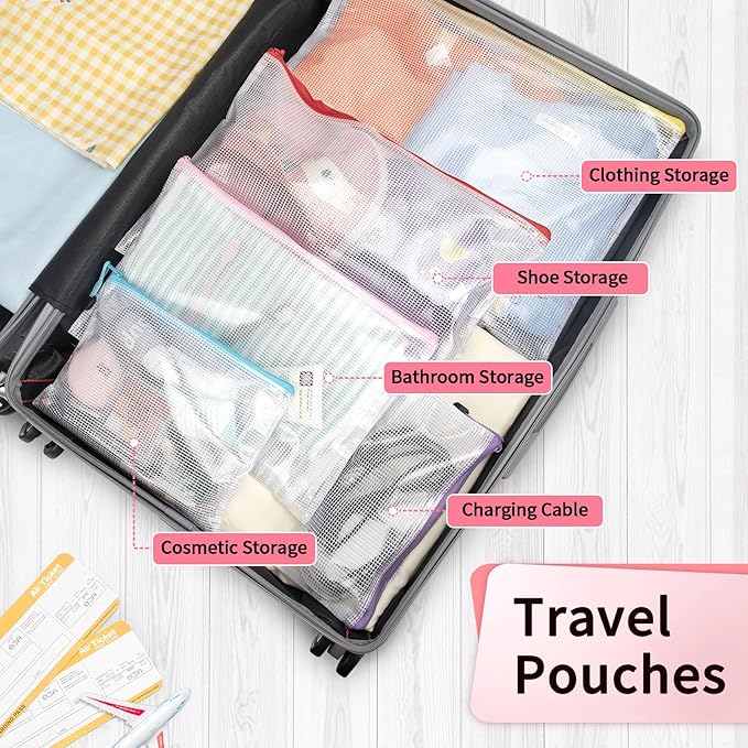 Umriox Zipper Pouch, 16.9x12.4 in (12 Colors, 12 Packs), Extra Large Zipper Bags, Waterproof Zipper Pouches for Office Supplies, Puzzles, Board Game Storage & Cross Stitch Projects