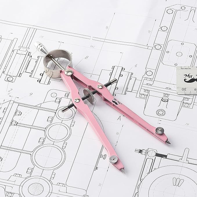 Mr. Pen- Professional Compass for Geometry, Pink, Extra Leads, Metal Compass, Compass, Compass Drawing Tool, Drawing Compass, Drafting Compass, Compass for Students, Compass for Woodworking