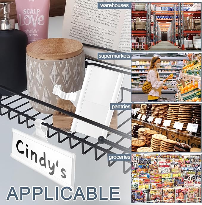 50 Pieces Plastic Wire Shelf Label Holders, Reusable Price Label Holder with Locks, Label Display Holder for Retail Supermarket Department Store(3'' x 1.4'')