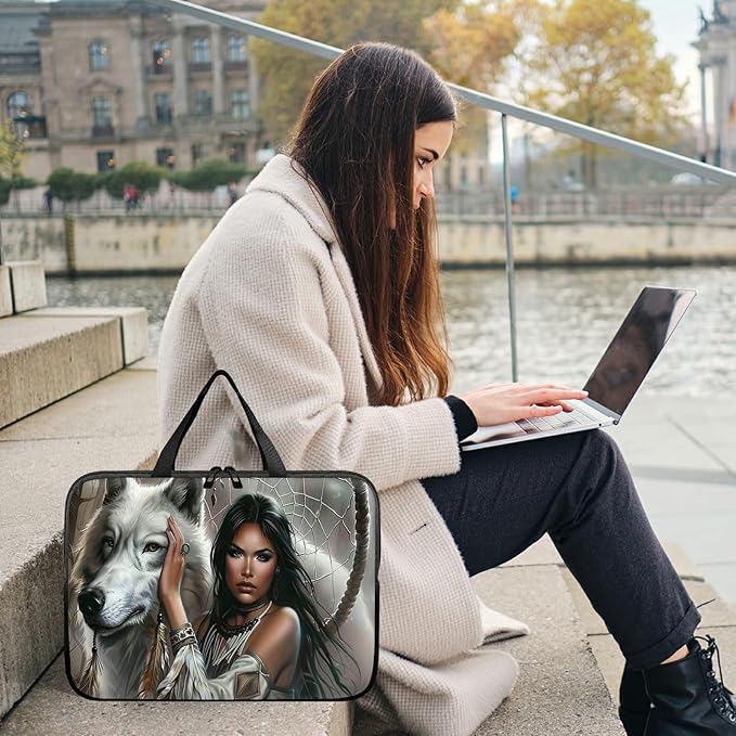 Universal Laptop Sleeve Tablet Case 12 inch, White Wolf Slim Carrying Case Durable Handbag Travel Laptop Bag for Surface Pro 9 8 7/Laptop Go 2 3, MacBook Air 11/12