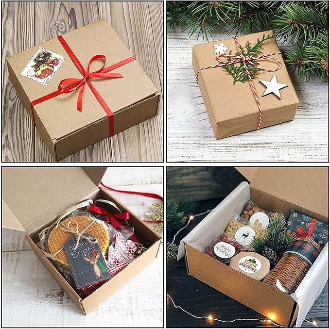 HAKZEON 100 Pack 4 x 4 x 2 Inches Brown Corrugated Box Mailers, Strong Small Shipping Boxes, Corrugated Cardboard Boxes for Packing, Moving, Transporting Small items, Small Crafts