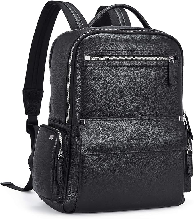 BOSTANTEN Men Leather Backpack 15.6” Laptop Backpack Travel Business Office Bag Large Capacity College Daypack
