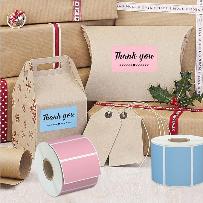 Misofuki 2.25x1.25 1000 Labels Rectangular Green Direct Thermal Stickers Labels Roll Compatible with Zebra, Rollo, MUNBYN, Self-Adhesive Direct Thermal Labels