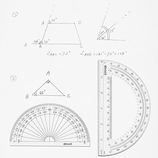 eBoot Plastic Protractor Protractor 180 Degrees, 4 Inch and 6 Inch, Clear, 2 Pieces