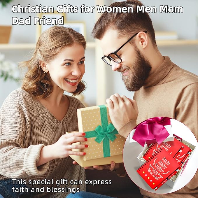 60 Pcs Bulk Christian Gifts Prayer Journal for Woman - 30 Set Religious Notepad with Christian Pen - Bible Notebook - Church Gifts for Mother's Day, Bible Study, and Family Devotions (Red)
