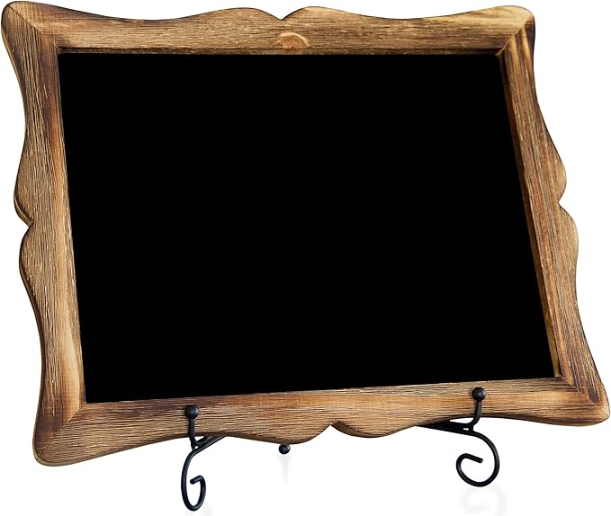 Tabletop Chalkboard Sign with Easel (11x13) + White Liquid Chalk Marker | Hanging or Freestanding Framed Chalkboard with Hand Crafted Sweetheart Frame - Multipurpose Small Chalkboard Sign