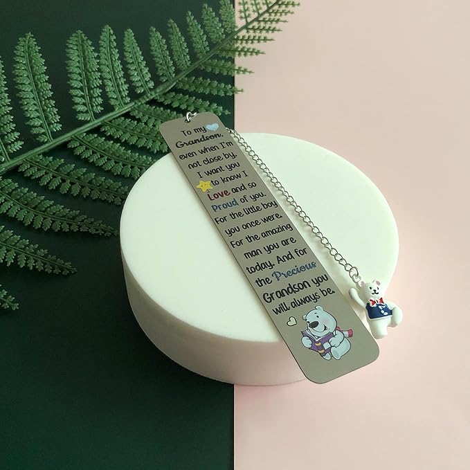 Grandson Bookmarks Birthday Gift Christmas Encouragement Bookmark Teens Graduation Distance Farewell Back to School Present Appreciate Reminder Go to University Love Proud of You Keepsakes Cute Bear