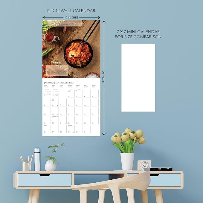 Graphique 2025 Foodie Adventures Wall Calendar | 12” x 12” | Thick Paper | Home & Office Organizer | Large Monthly Grid | 3 Languages & Marked Holidays | 4 Month Preview Page for 2026