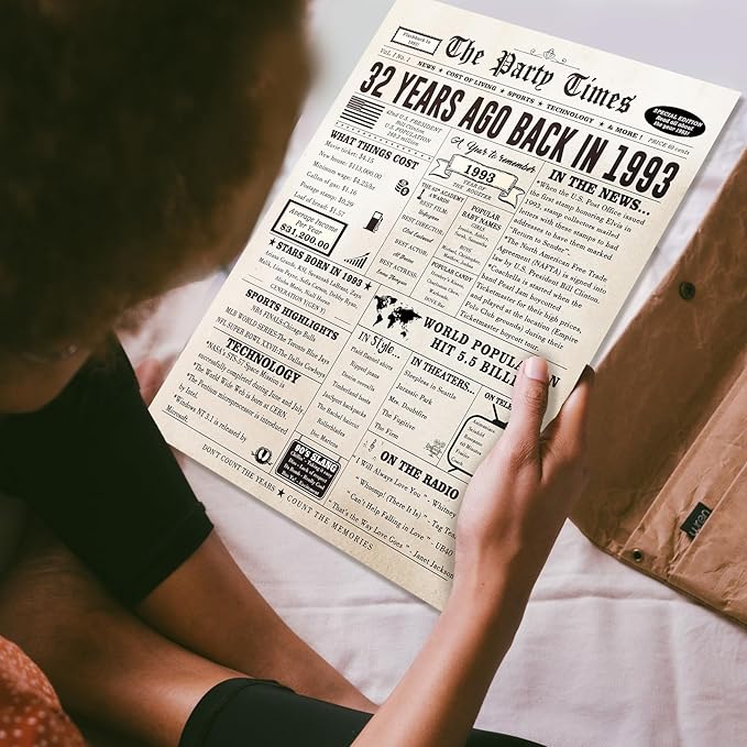 Vintage 32nd Birthday Gifts for Women Men, Happy 32nd Birthday Card for Son Daughter, Big 32 Year Old Birthday Card for Wife Husband