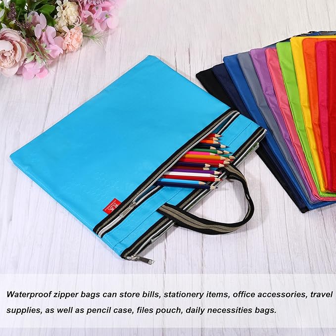 PATIKIL Waterproof Zipper File Bag, Documents Books Tools Storage Zip Pouch for Office Travel, Red