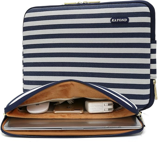 Kayond Canvas Water-Resistant 13 inch Laptop Sleeve -13 inch 13.3 inch Laptop case,12.9 inch Tablet Case Compatible MacBook(13-13.3 inches, Breton Stripe)